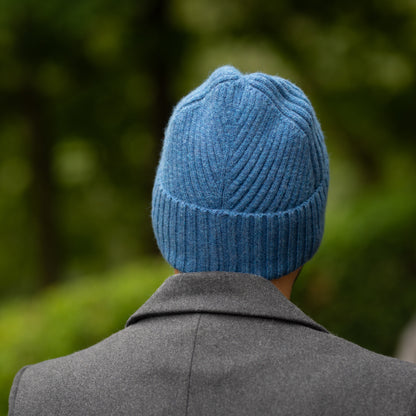 blue 100% Mulberry Silk Lined Men’s Cashmere Hat