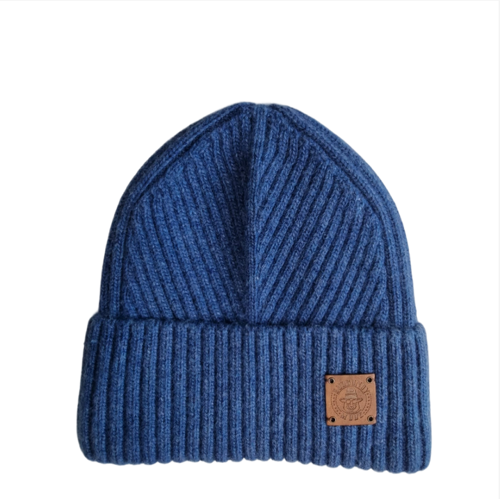 blue Silk-Lined Men’s Cashmere Beanie for Winter — Soft, Warm Mens Winter Satin- Lined Hat, Luxury Gift for Him