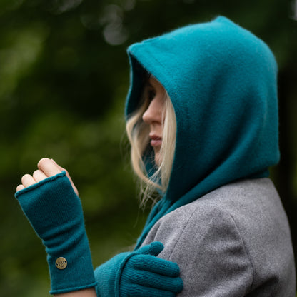 teal blue Cashmere Balaclava – Women’s Winter Hood Hat