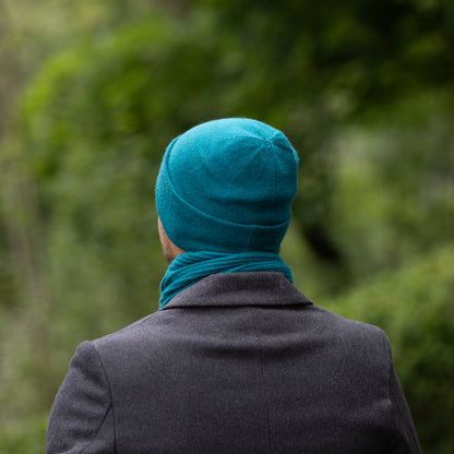 teal blue Men’s Double-Layer Cashmere Beanie