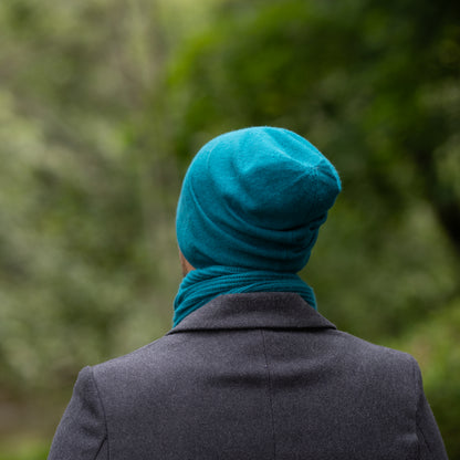 teal blue Men’s Double-Layer Cashmere Beanie