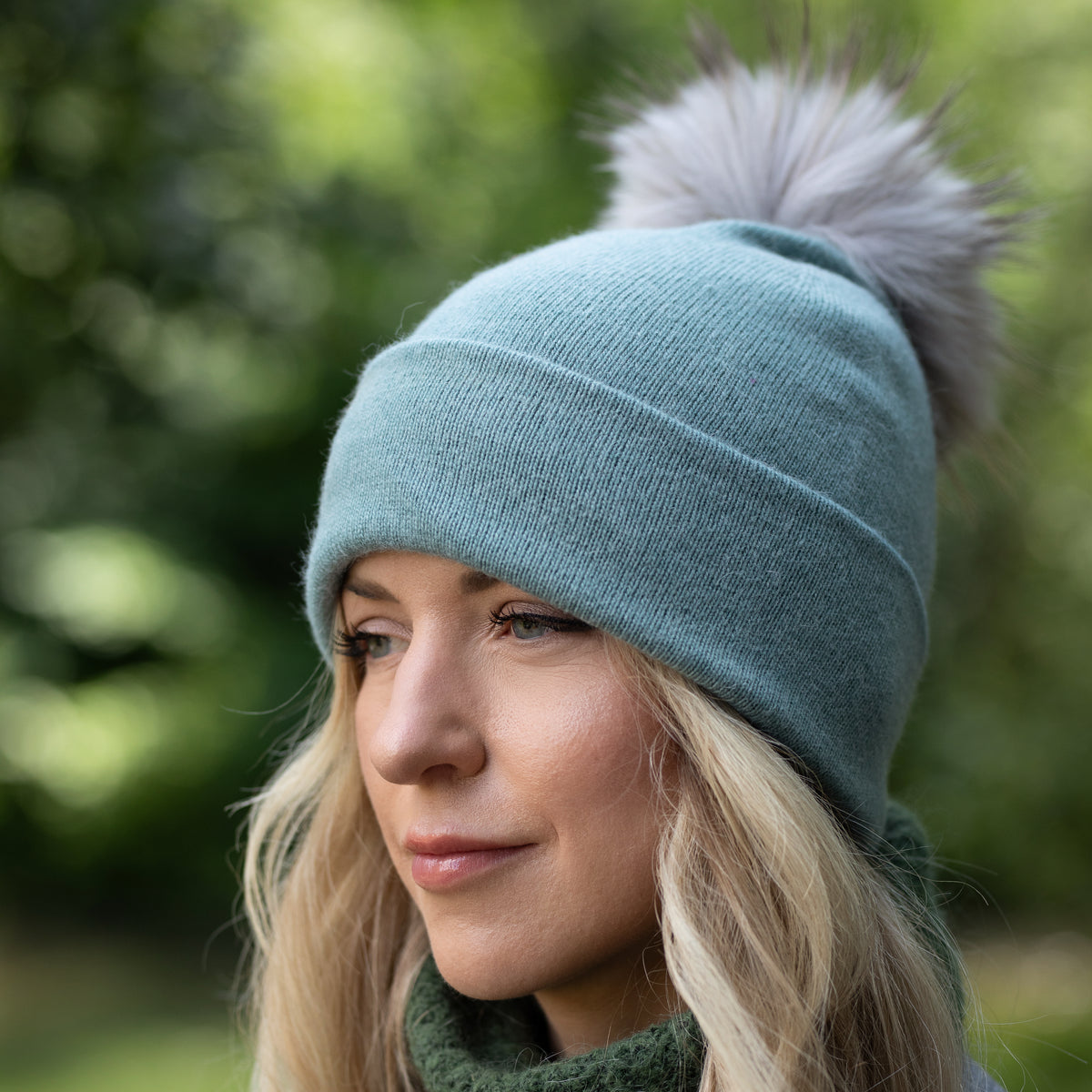light blue Women’s Double-Layer Cashmere Beanie – 2-in-1 Style