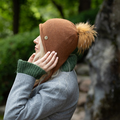 Women’s Cashmere Winter Hat With Real Fox Fur