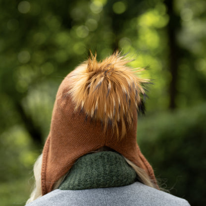 Women’s Cashmere Winter Hat With Real Fox Fur