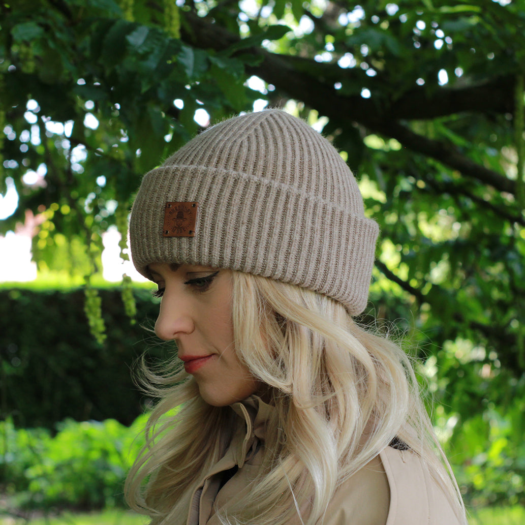brown 100% Mulberry Silk Lined Cashmere Hat