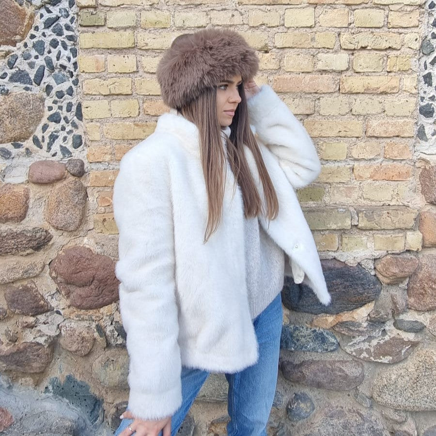 brown Faux Fur Headband – Wool Lined
