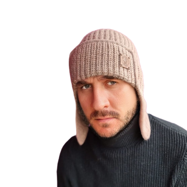 brown Men’s Winter Cashmere Earflap Hat – Soft Trapper Style Beanie, Lightweight and Cozy Cold Weather Hat, Stylish Gift for Him