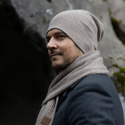 brown Men’s Double-Layer Cashmere Beanie