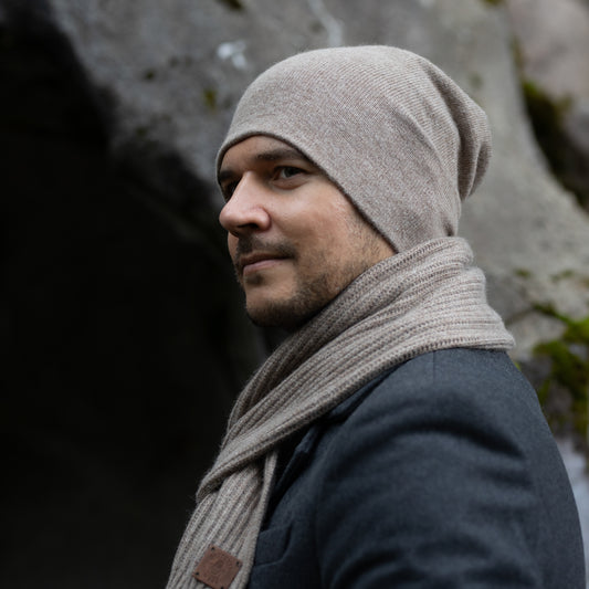 brown Men’s Double-Layer Cashmere Beanie