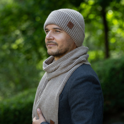 brown 100% Pure Silk-Lined Men’s Cashmere Beanie