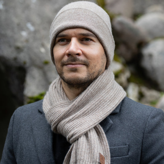brown Men’s Double-Layer Cashmere Beanie