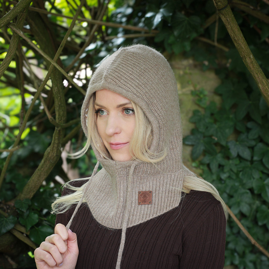 Satin-Lined Cashmere Balaclava – Women’s Winter Hood Hat