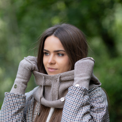 Women’s Cashmere 2-in-1 Gloves – Fingerless & Full Finger Winter Gloves, Soft Warm Knit Gloves, Gift for Her