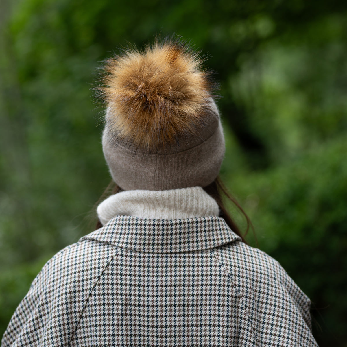 brown 100% Mulberry Silk Lined Cashmere Hat