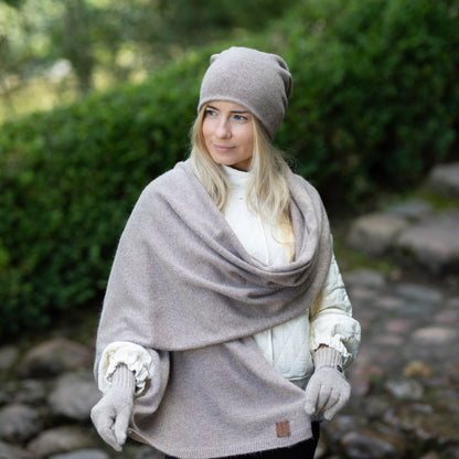 brown Long & Wide Cashmere Blend Scarf & Shawl