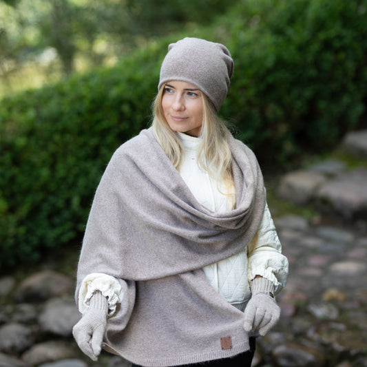 brown Long & Wide Cashmere Blend Scarf & Shawl