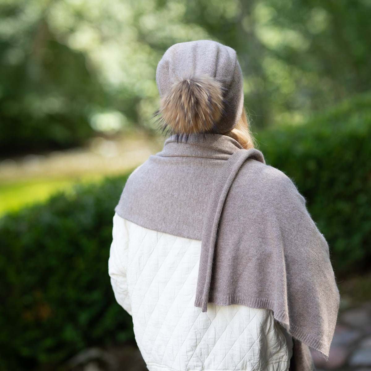 brown Long & Wide Cashmere Blend Scarf & Shawl
