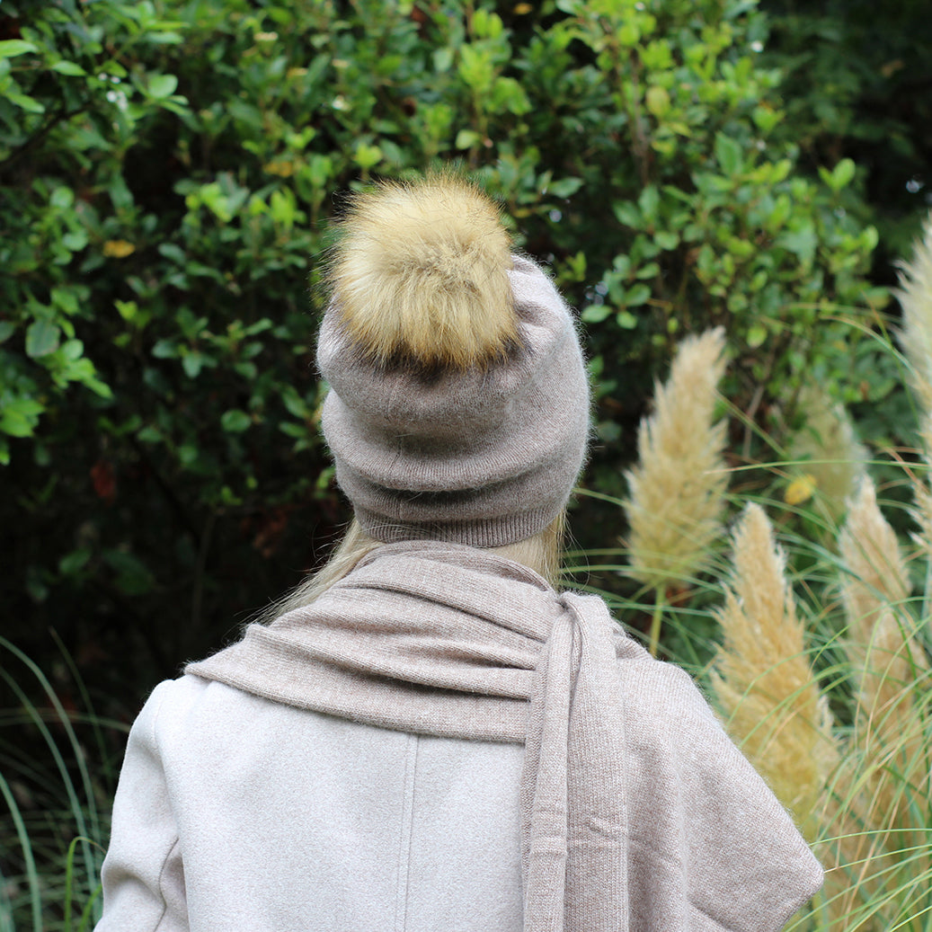 brown Double Layer Cashmere Hat 