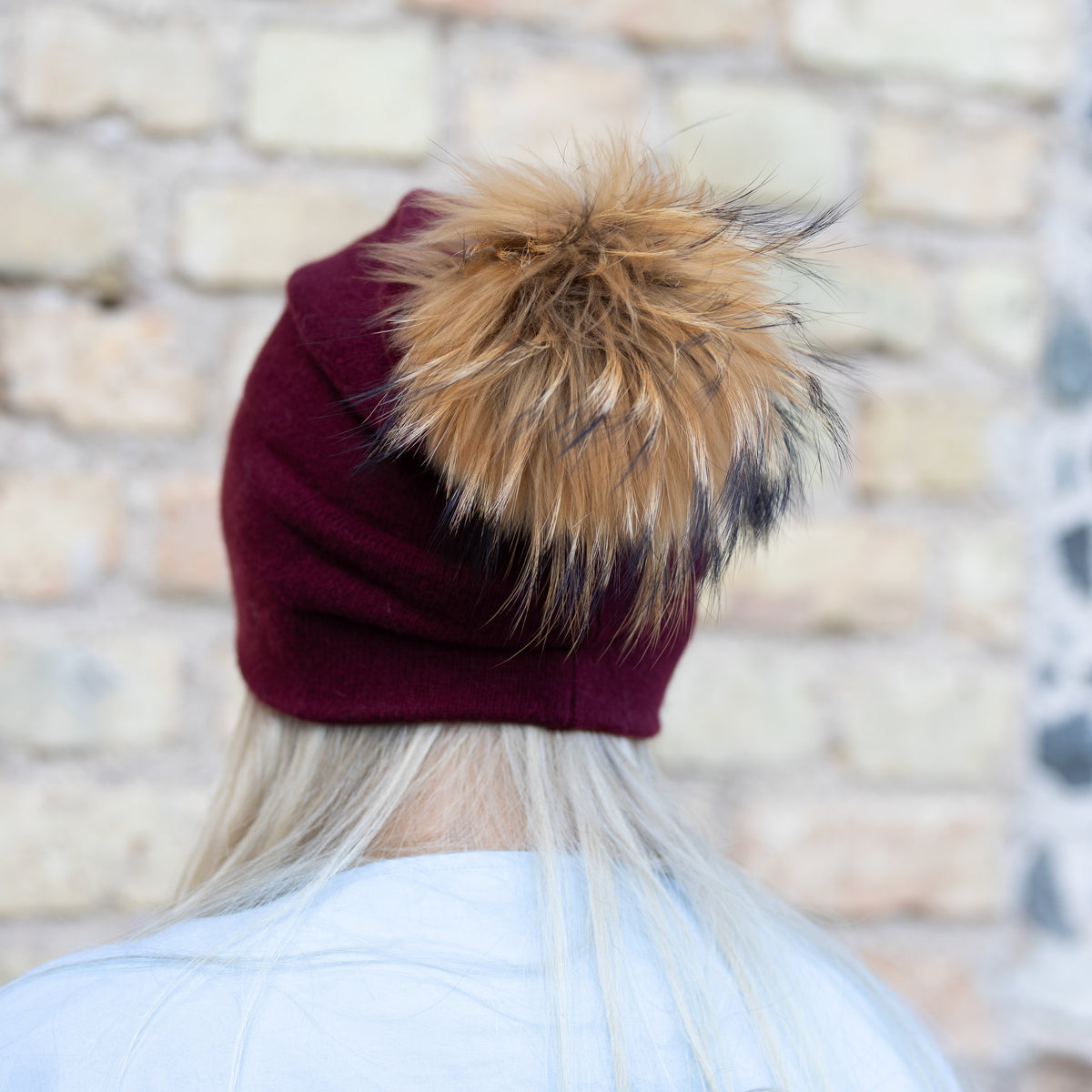 burgundy Women’s Double-Layer Cashmere Beanie – 2-in-1 Style