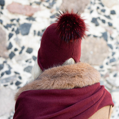 Women’s Cashmere Winter Hat With Real Fox Fur