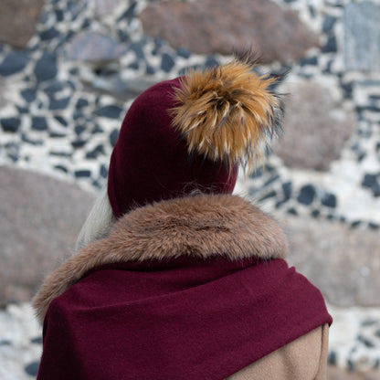 Women’s Cashmere Winter Hat With Real Fox Fur