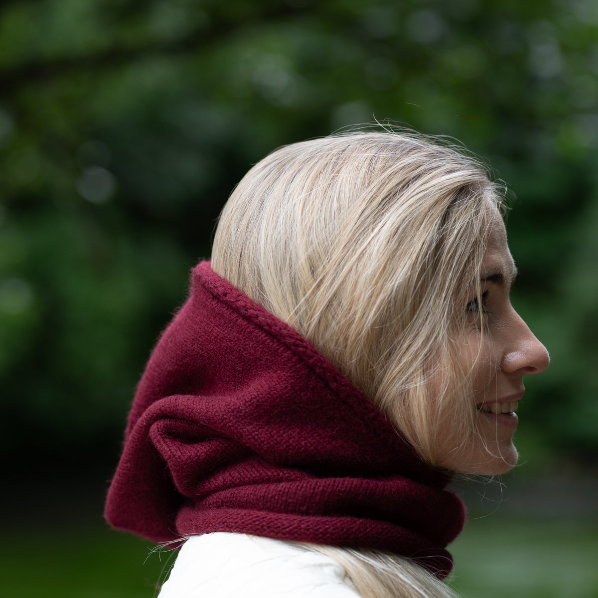 burgundy Cashmere Winter Hooded Balaclava Hat for Women