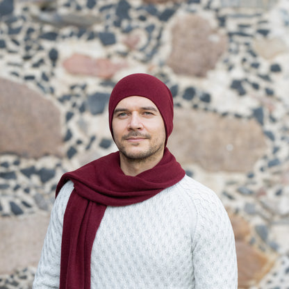 burgundy Men’s Double-Layer Cashmere Beanie