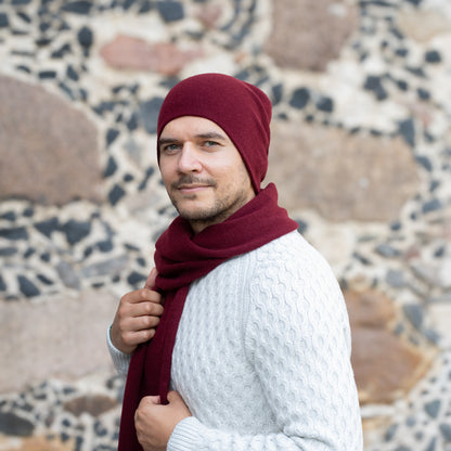 burgundy Men’s Double-Layer Cashmere Beanie