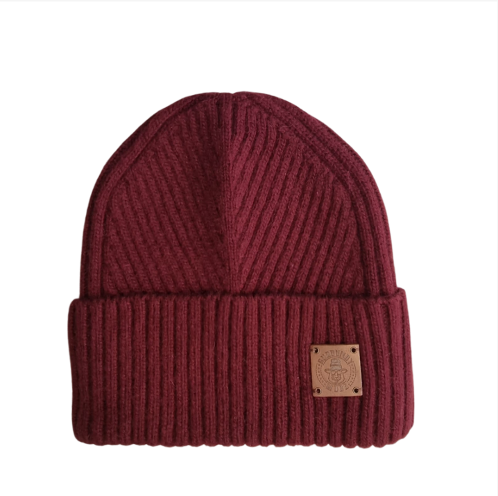 burgundy Silk-Lined Men’s Cashmere Beanie for Winter — Soft, Warm Mens Winter Satin- Lined Hat, Luxury Gift for Him