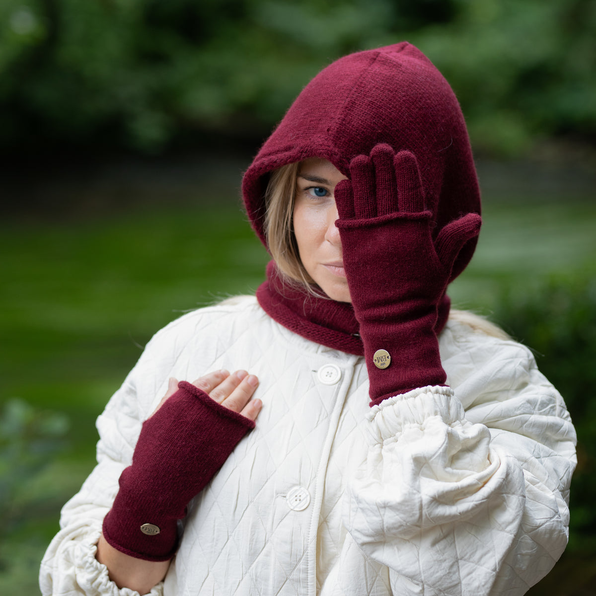 Women’s Cashmere 2-in-1 Gloves – Fingerless & Full Finger Winter Gloves, Soft Warm Knit Gloves, Gift for Her