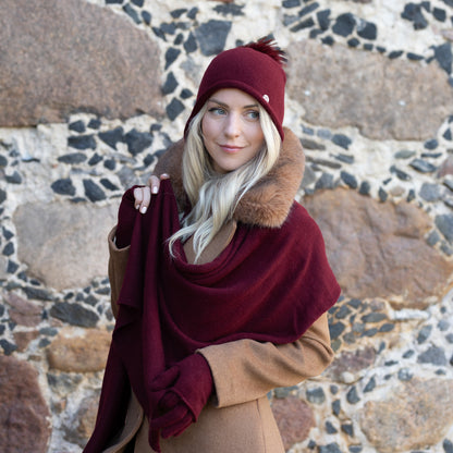 burgundy Women’s Cashmere Winter Hat