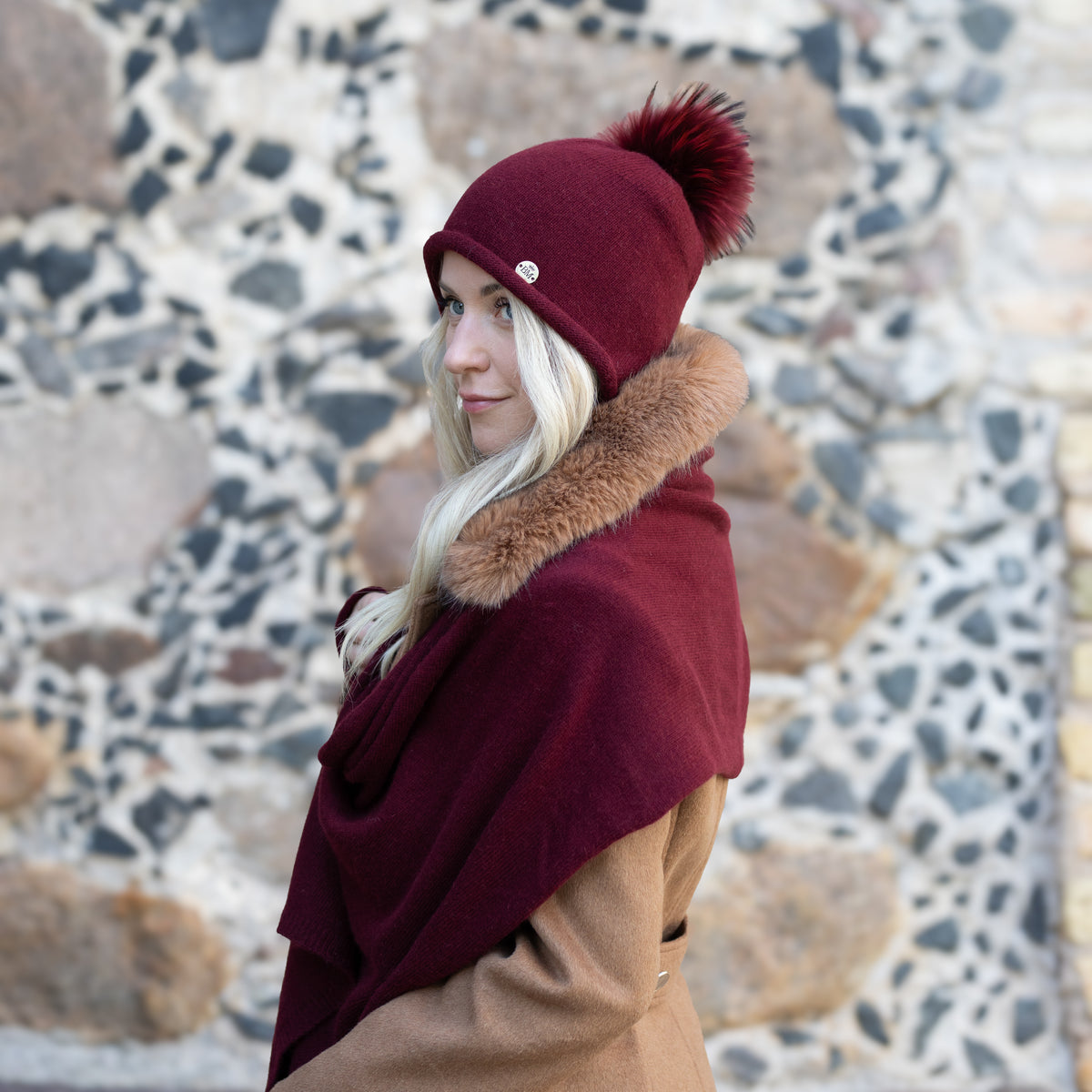 burgundy Women’s Cashmere Winter Hat