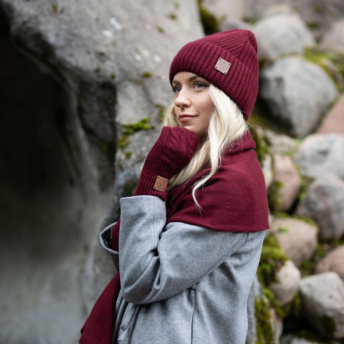 burgundy Long & Wide Cashmere Blend Scarf & Shawl
