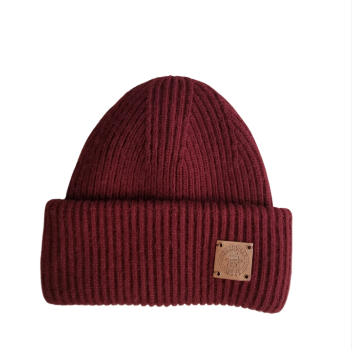 burgundy Silk-Lined Triple Layer Men’s Cashmere Hat – Hair-Friendly Winter Beanie, Cozy Gift for Him, Reduces Frizz & Breakage