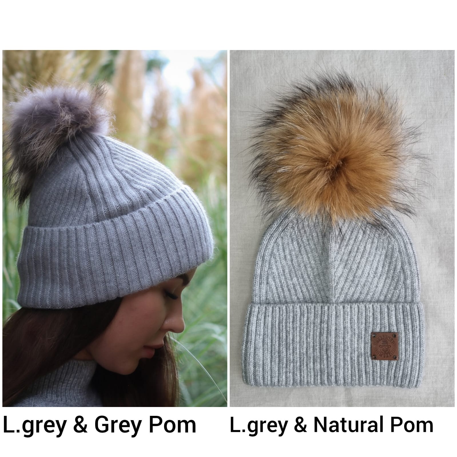 grey Women’s cashmere hat with pure silk lining – windproof winter beanie for curly, frizz-free hair, perfect gift for her