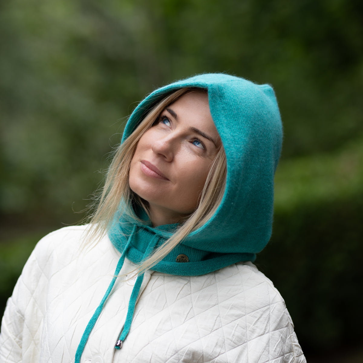 teal blue Cashmere Balaclava – Women’s Winter Hood Hat