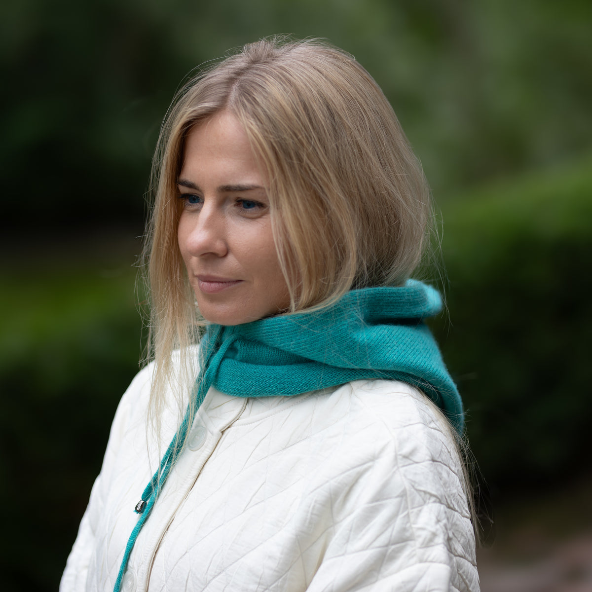 teal blue Cashmere Balaclava – Women’s Winter Hood Hat