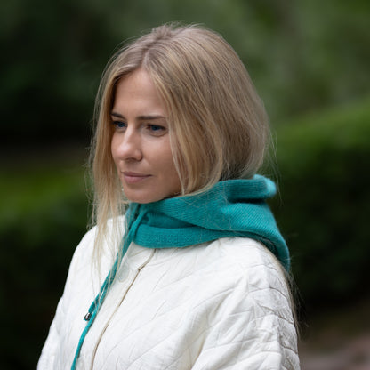 teal blue Cashmere Balaclava – Women’s Winter Hood Hat