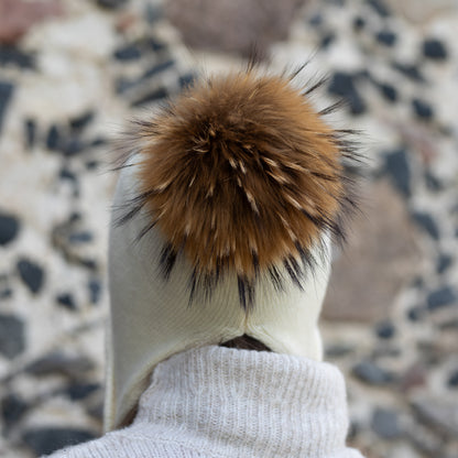 Women’s Cashmere Winter Hat With Real Fox Fur