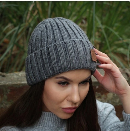 dark grey Satin-Lined Cashmere Hat – Smaller Size