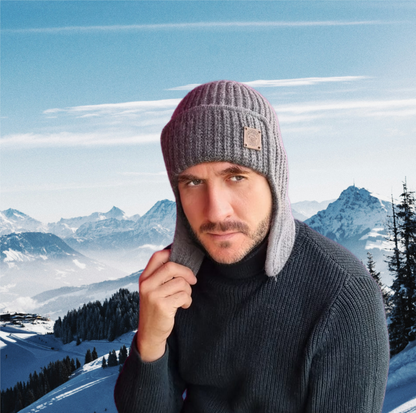 Herren-Kaschmir-Wintermütze mit Ohrenklappen – Weiche Beanie im Trapper-Stil, leichte und gemütliche Kaltwetter-Mütze, stilvolles Geschenk für Ihn