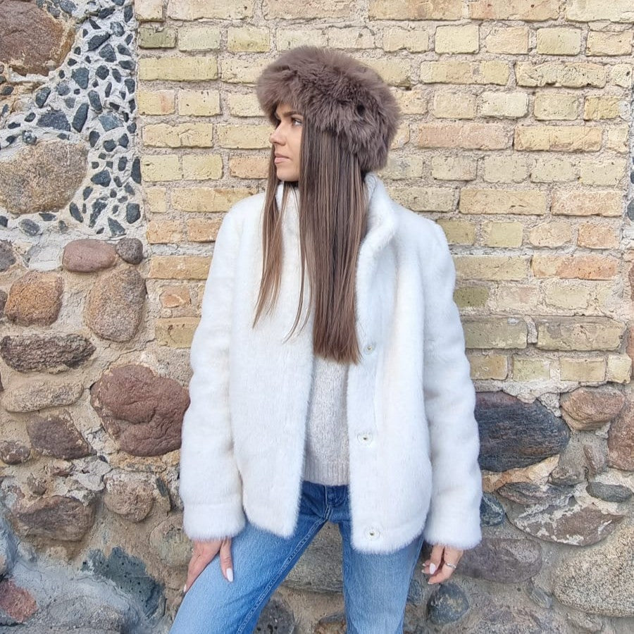 brown Faux Fur Headband – Wool Lined