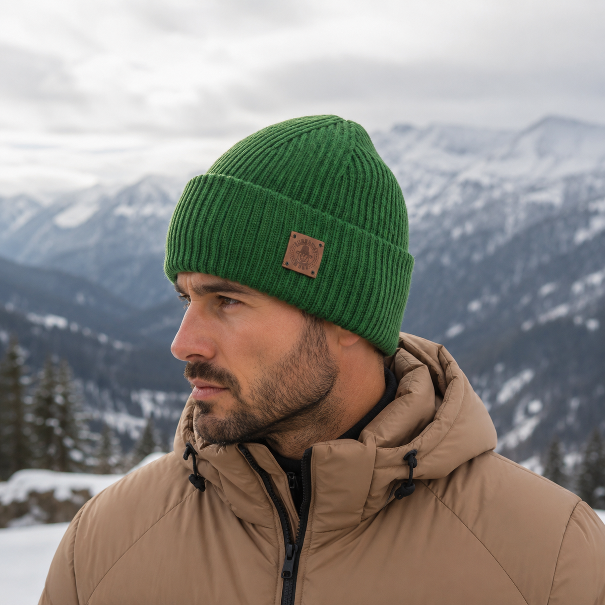 green 100% Pure Silk-Lined Men’s Cashmere Beanie