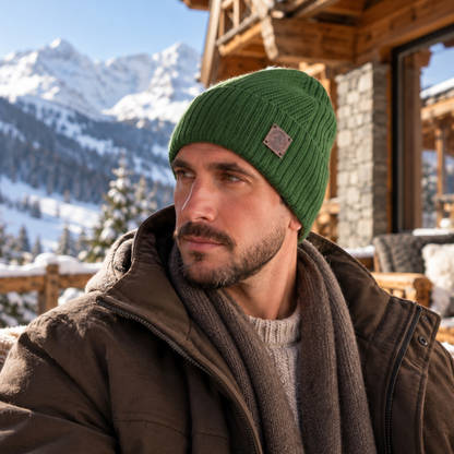 green 100% Mulberry Silk Lined Men’s Cashmere Hat