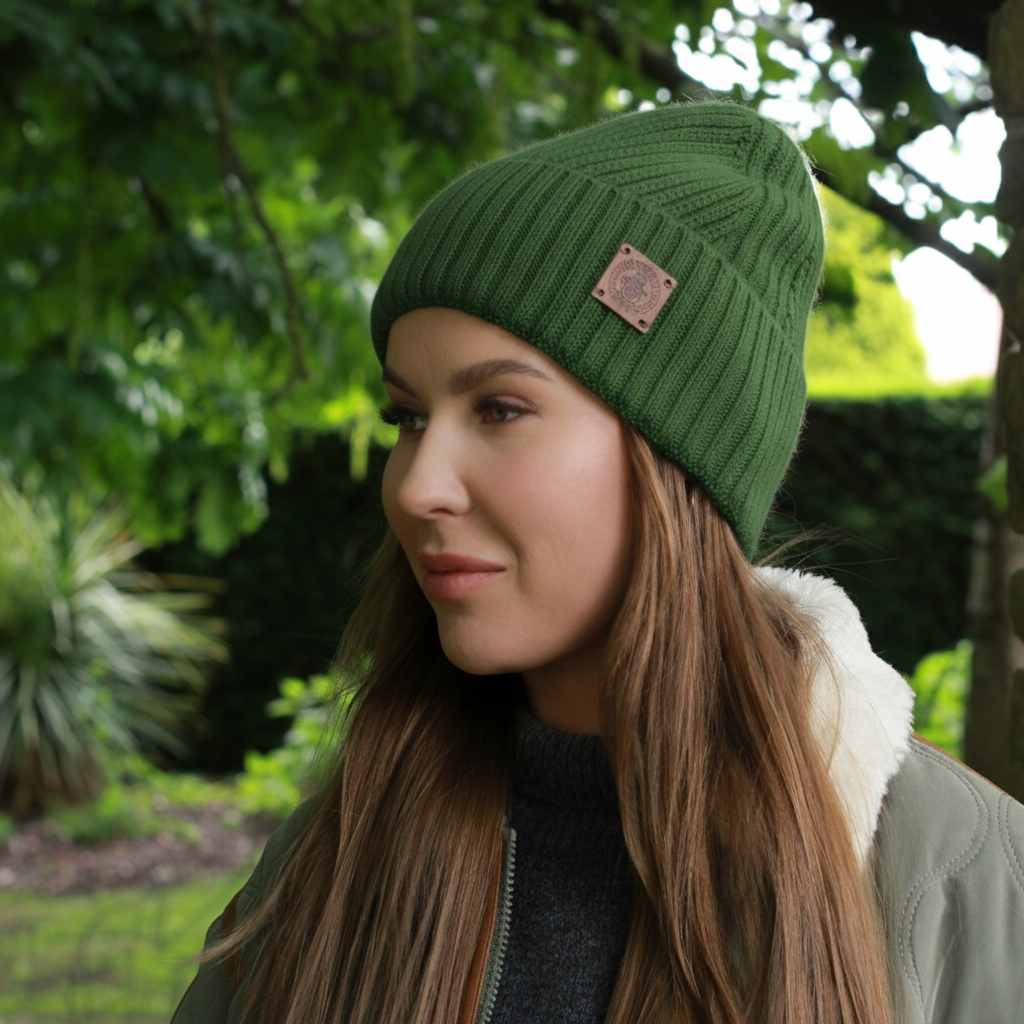 green Satin-Lined Women’s Cashmere Hat