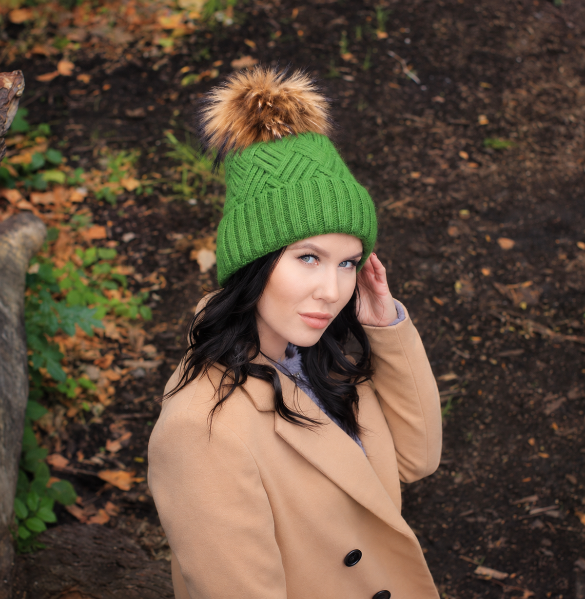 green Women's Winter Cashmere Hat