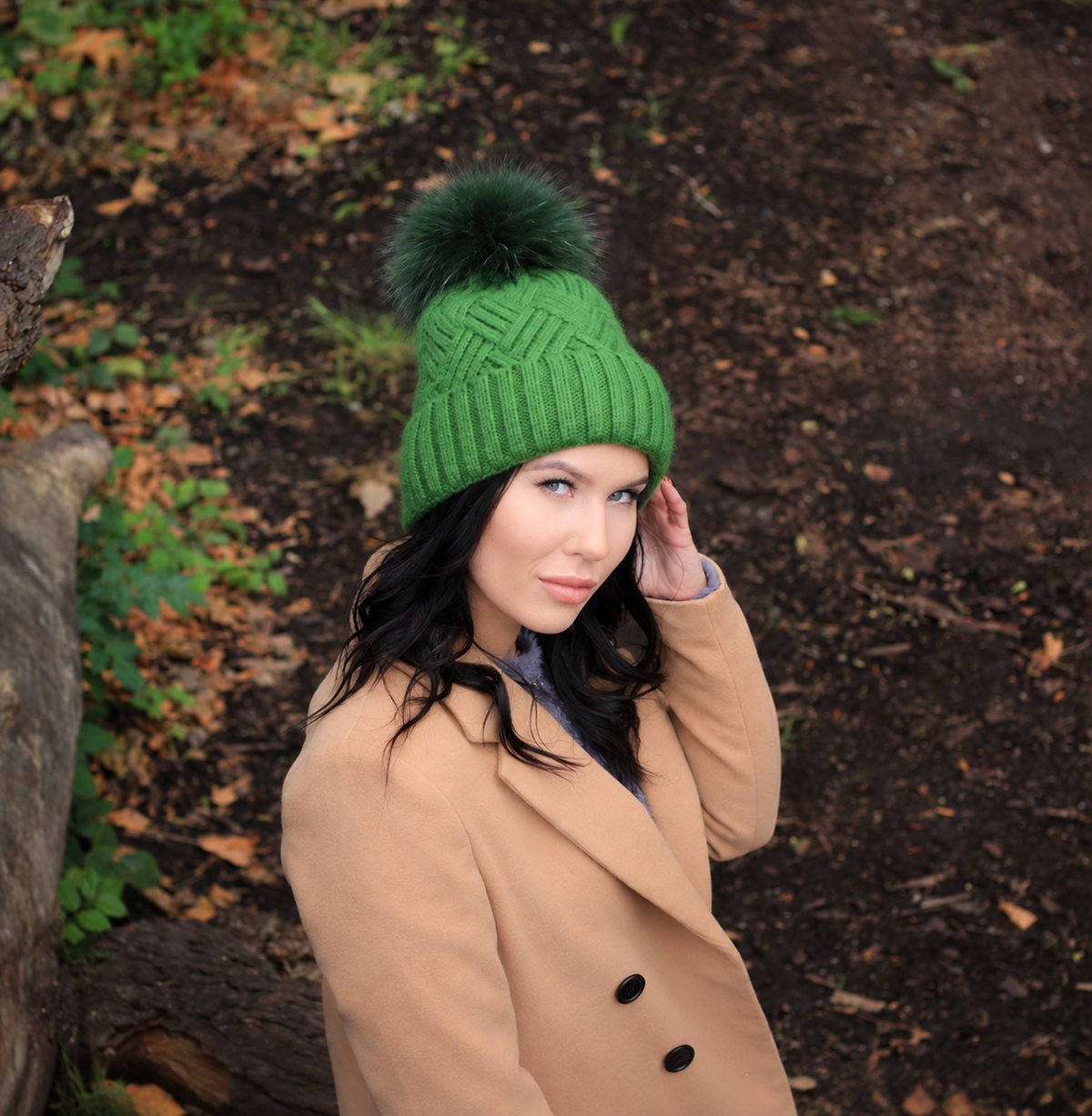 green Women's Winter Cashmere Hat