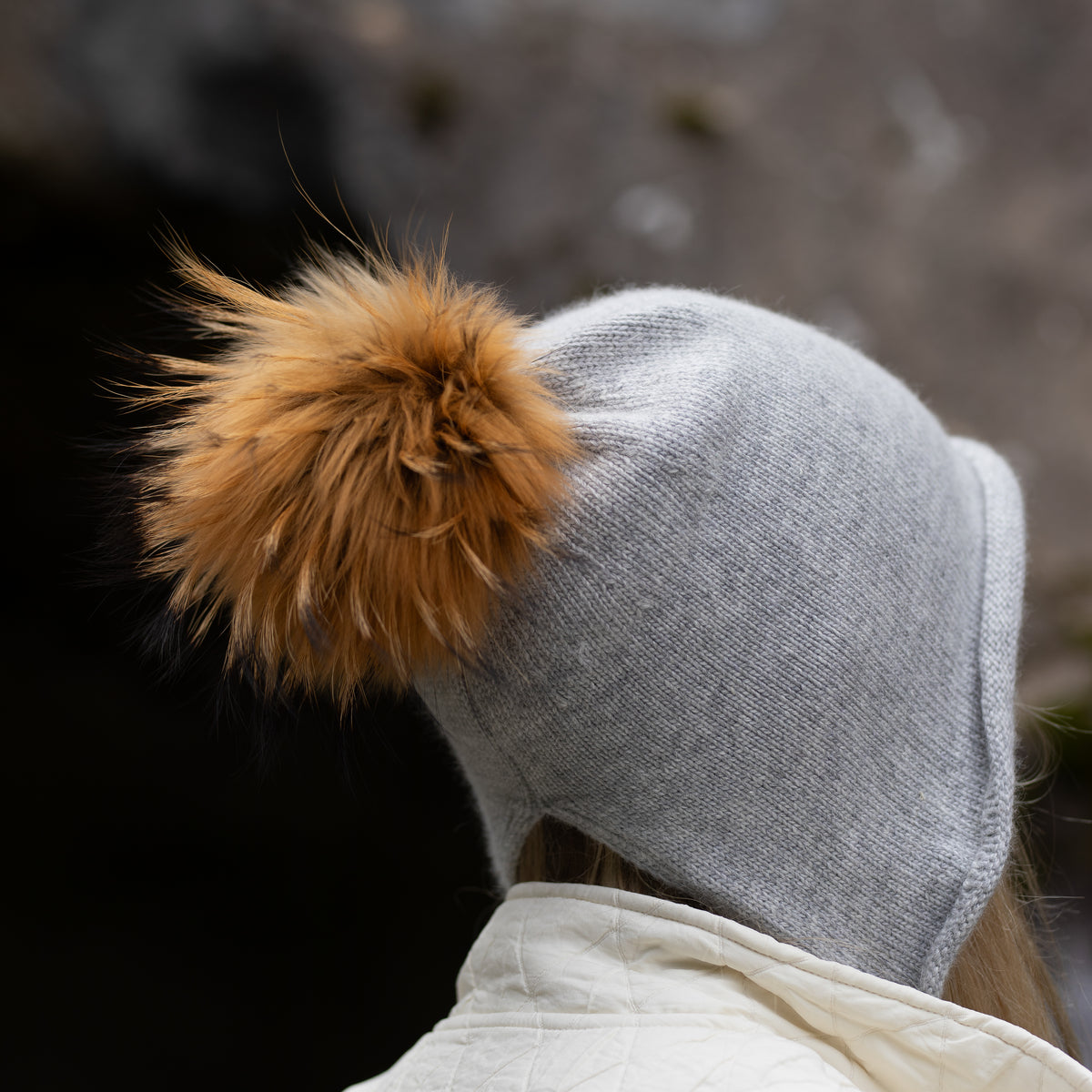 Women’s Cashmere Winter Hat With Real Fox Fur