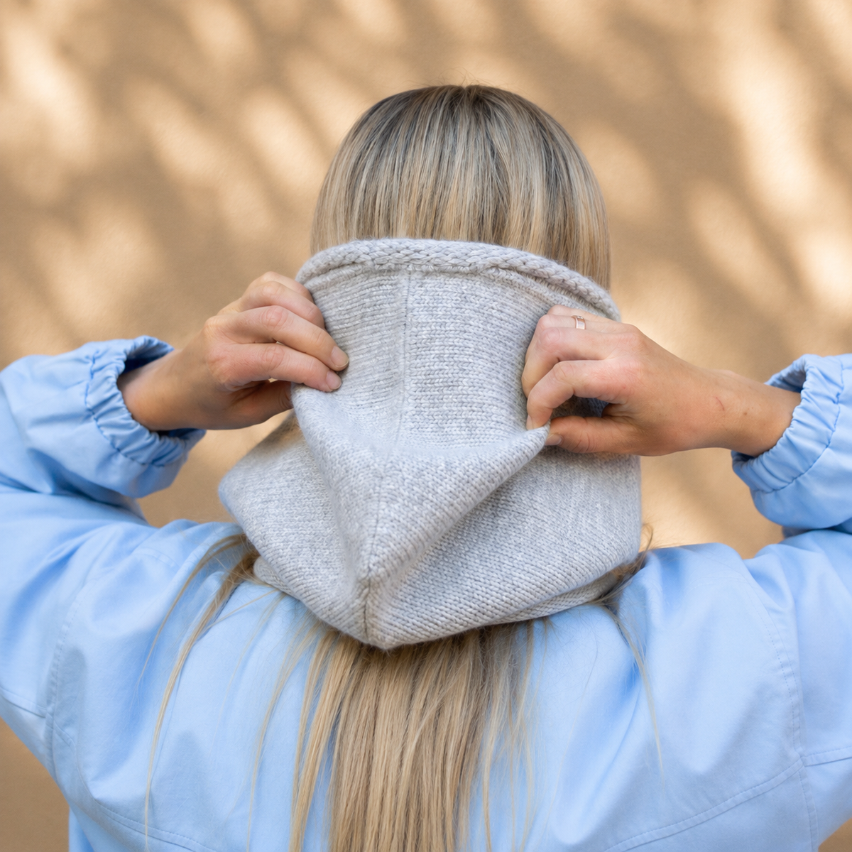 grey Cashmere Winter Hooded Balaclava Hat for Women