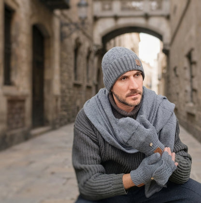 grey Men’s Cashmere Fingerless Gloves